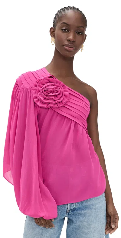 Farm Rio Pink Rose One Shoulder Blouse Pink