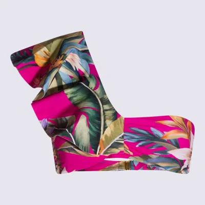 Farm Rio Ruffled Floral-print Bikini Top In Multi