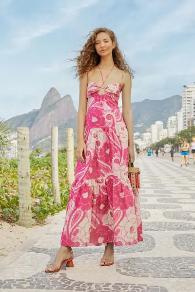 Farm Rio Pink Tropical Groove Maxi Dress