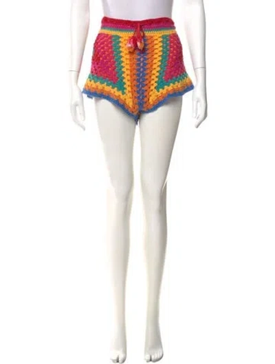 Pre-owned Farm Rio Plaid Print Mini Shorts In Multi