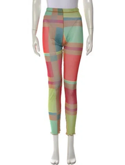 Pre-owned Farm Rio Plaid Print Straight Leg Pants In Multi