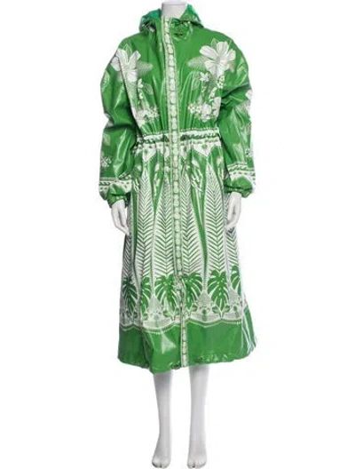 Pre-owned Farm Rio Plaid Print Trench Coat W/ Tags In Green