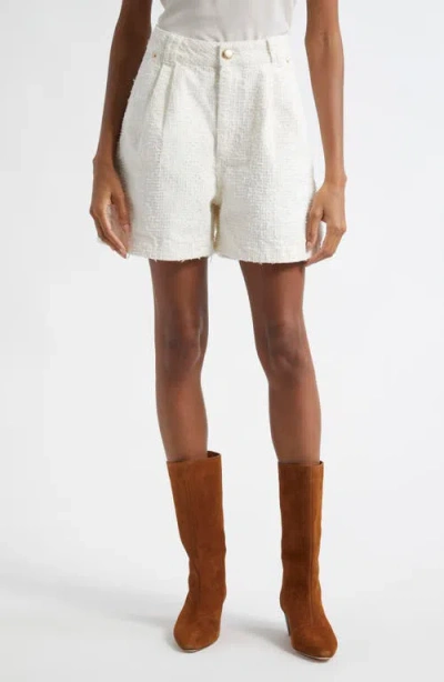 Farm Rio Pleated Cotton Shorts In Off-white