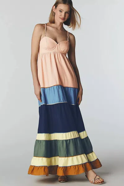 Farm Rio Pleated Maxi Dress In Multicolor