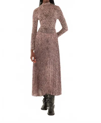 Farm Rio Pleated Maxi Skirt In Baby Leopard Pink In Brown