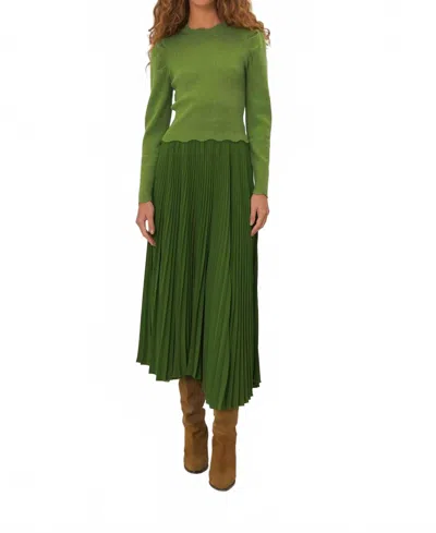 Farm Rio Pleated Maxi Skirt In Green