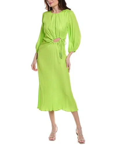 Farm Rio Pleated Midi Dress In Green