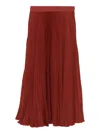 Farm Rio Pleated Midi Skirt In Brown