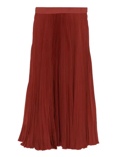Farm Rio Pleated Midi Skirt In Brown