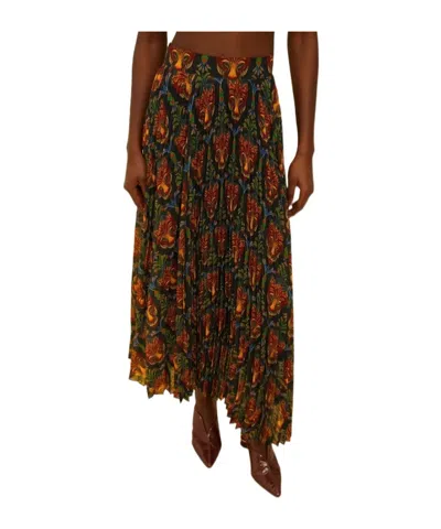 Farm Rio Pleated Print Midi Skirt In Animal Print