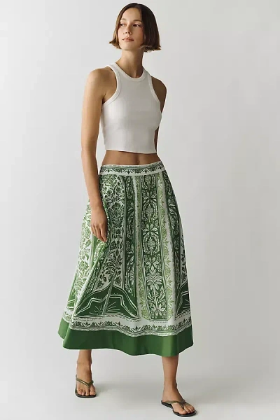Farm Rio Pleated Skirt In Green