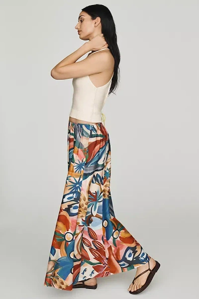 Farm Rio Plissé Floral Maxi Skirt In Multi