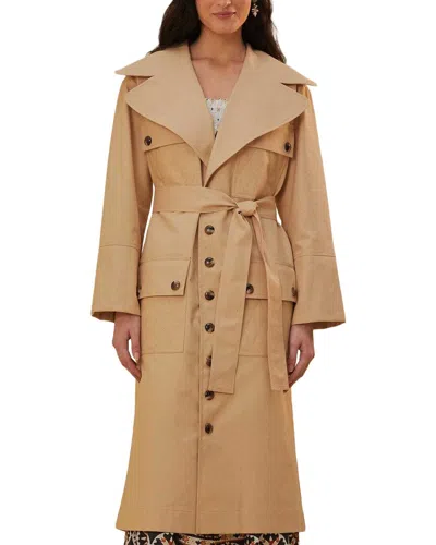 Farm Rio Pockets Over Nude Trench Coat In Neutral