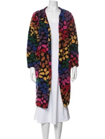 Pre-owned Farm Rio Polka Dot Print Coat In Black