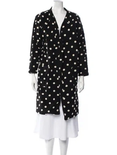 Pre-owned Farm Rio Polka Dot Print Coat In Black/white