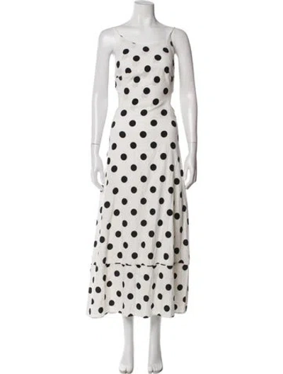 Pre-owned Farm Rio Polka Dot Print Long Dress In White