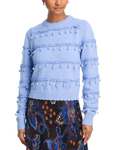 Farm Rio Pom Pom Trim Sweater In Blue