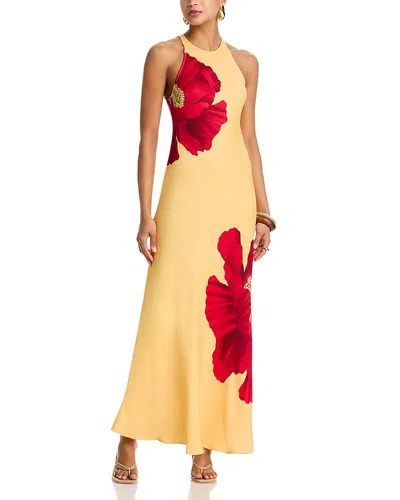 Farm Rio Poppy Flowers Maxi Dress Poppy Flowers Light Yellow In Neutral