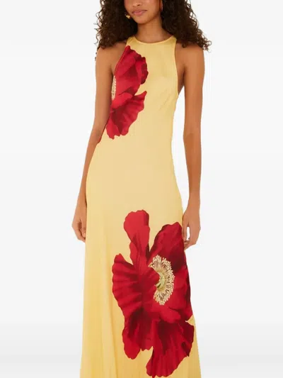 Farm Rio Poppy Flowers Maxi Dress Poppy Flowers Light Yellow In Neutral