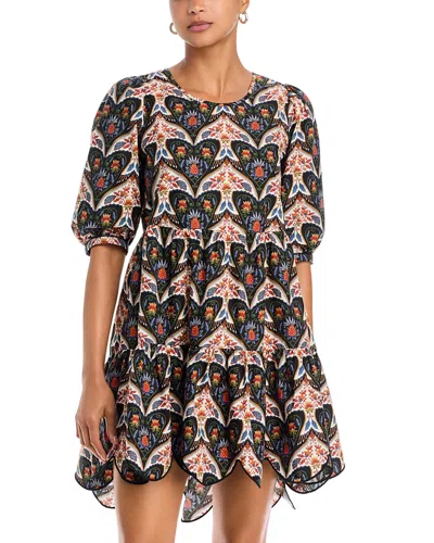 Farm Rio Porcelain Birds Mini Dress In Multi