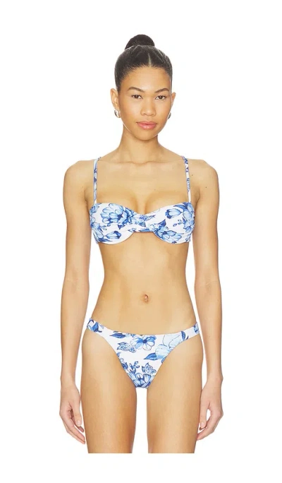 Farm Rio Porcelain Chita Underwire Bikini Top In Blue