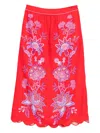 Farm Rio Porcelain Garden Embroidered Scallop-hem Midi Skirt In Multi