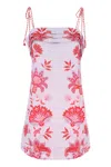 Farm Rio Porcelain Garden Lilac Mini Dress Sleeveless In Pink