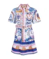 Farm Rio Cerrado Stamps Belted Printed Linen Mini Dress In Multicolor
