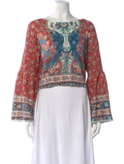 Pre-owned Farm Rio Printed Bateau Neckline Sweater In Multi