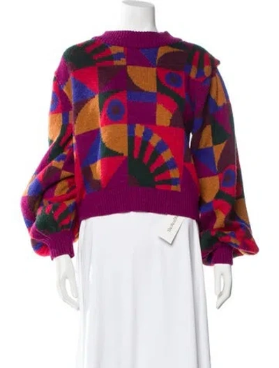 Pre-owned Farm Rio Printed Bateau Neckline Sweater In Multi