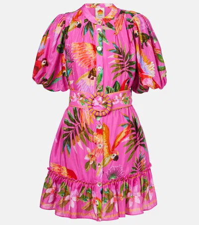 Farm Rio Printed Belted Cotton-blend Midi Dress In Multi