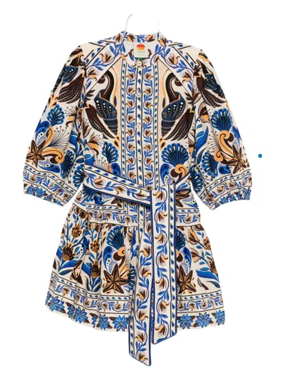 Farm Rio Printed Belted Mini Shirt Dress In Multi