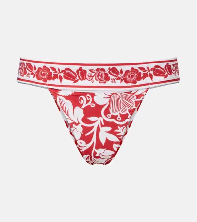 Farm Rio Printed Bikini Bottoms In Red