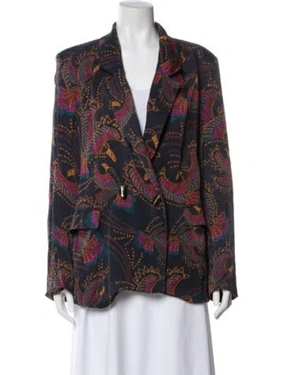 Pre-owned Farm Rio Printed Blazer In Black
