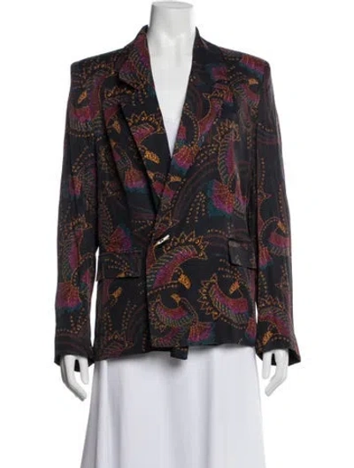 Pre-owned Farm Rio Printed Blazer In Blue