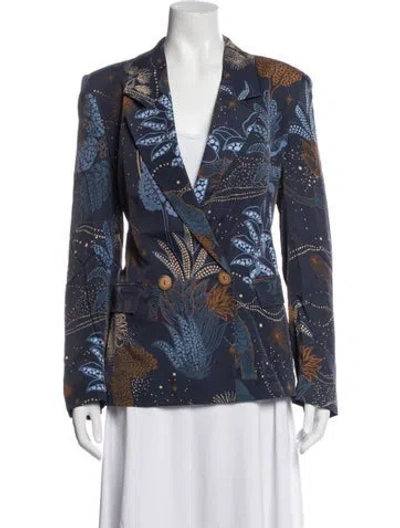 Pre-owned Farm Rio Printed Blazer In Blue