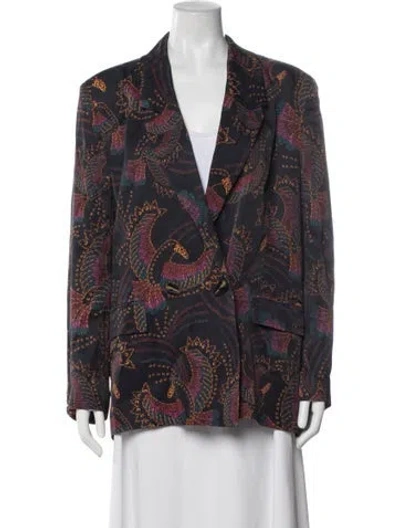 Pre-owned Farm Rio Printed Blazer In Blue