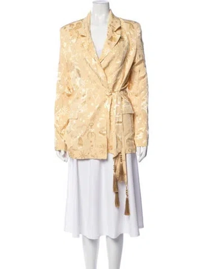 Pre-owned Farm Rio Printed Blazer In Yellow