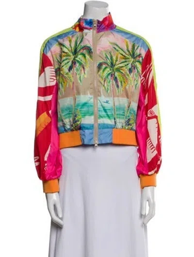 Pre-owned Farm Rio Printed Bomber Jacket In Blue
