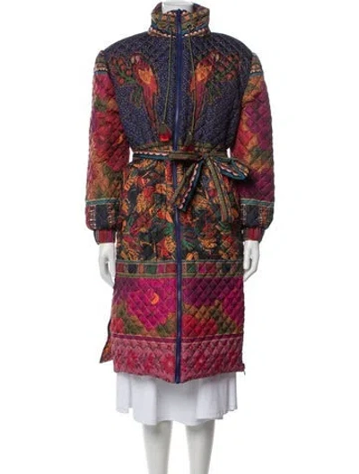 Pre-owned Farm Rio Printed Coat In Blue
