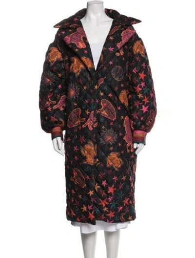 Pre-owned Farm Rio Printed Coat In Brown