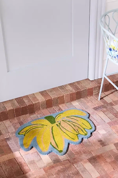 Farm Rio Printed Coir Bananas Shaped Doormat In Multi