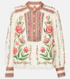 FARM RIO PRINTED COTTON-BLEND BLOUSE