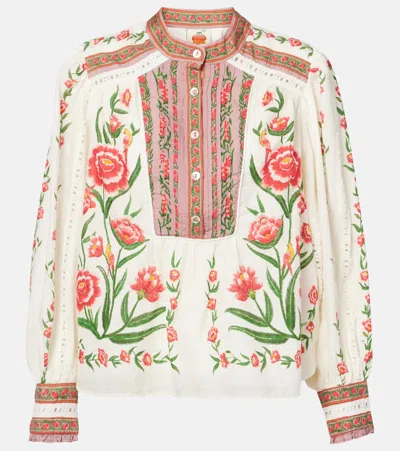 Farm Rio Printed Cotton-blend Blouse In Multicoloured
