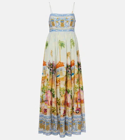 FARM RIO PRINTED COTTON-BLEND MAXI DRESS