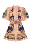 Farm Rio Printed Cotton Blend Mini Dress In Multi