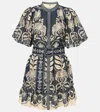 Farm Rio Ainika Tropical Splendor Puff-sleeve Mini Dress In Multicoloured