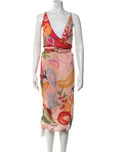 Pre-owned Farm Rio Printed Cover-up In Red