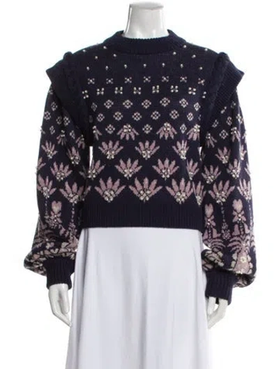 Pre-owned Farm Rio Printed Crew Neck Sweater In Black