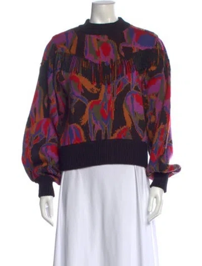 Pre-owned Farm Rio Printed Crew Neck Sweater In Black